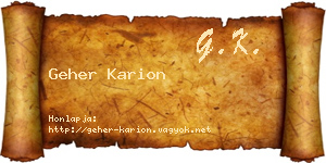 Geher Karion névjegykártya